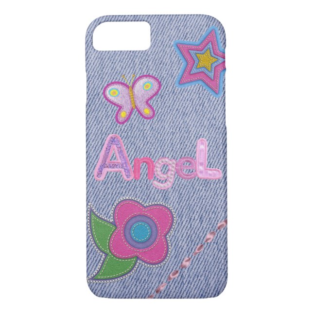 Girly Denim Charm iPhone 7 Capa de telefone (Verso)