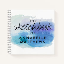 Girly Elegant Blue Watercolor Monograma