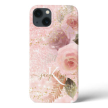 Girly Floral Elegante Rosa Brilhante Nome das Estr