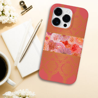 Girly Floral Pink e Ouro Damask Lace