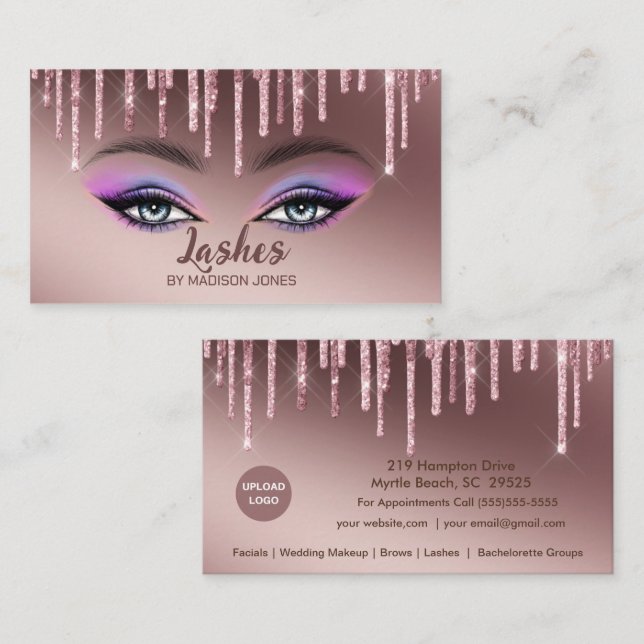 Girly Lash Artist Glitter Cartões de visitas (Frente/Verso)