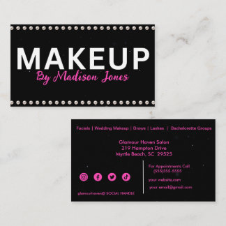 Girly Makeup Artist Black White Cartões de visitas