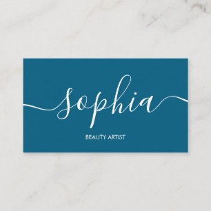 Girly Modern Calliographic Blue Cartão de visita
