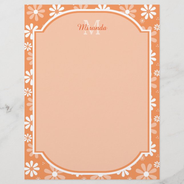Girly Monogramas Flores e Nome da Margarida Laranj (Frente)