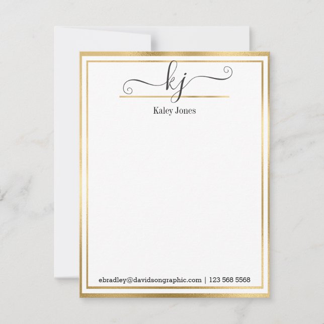 Girly Monographic Name | Do Cartão De Nota (Frente)