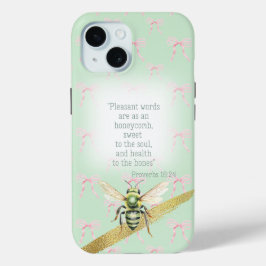Girly Pastel Green Pink Bow Bible Green Bee
