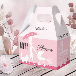 Girly Pink Chá de fraldas Obrigado Caixa Favorável