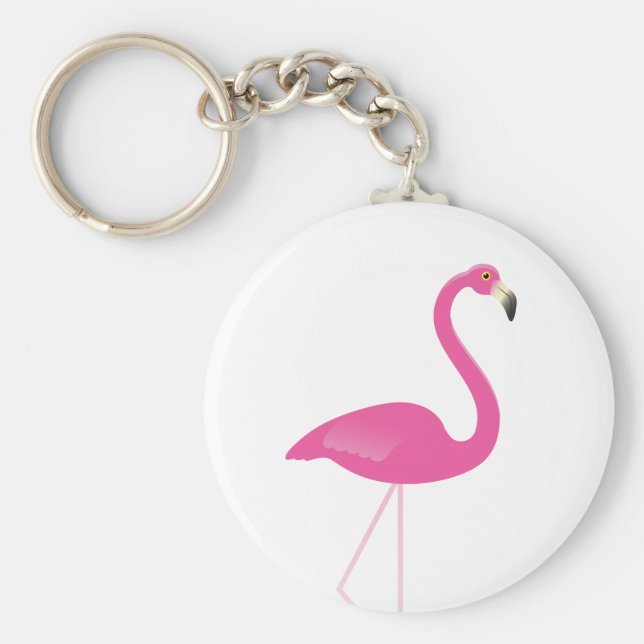 Girly Pink Flamingo Chaveiro (Frente)