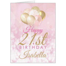 Girly Pink Glitter Balloons aniversário de 21 anos