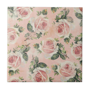 Girly Pink Rose Azulejo