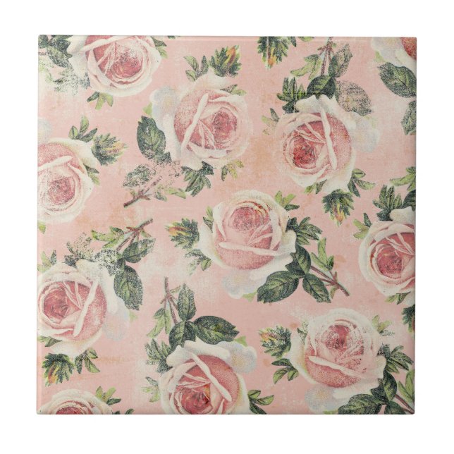 Girly Pink Rose Azulejo (Frente)