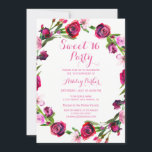 Girly Pink Rose Flower Sweet 16 Convite de festas<br><div class="desc">Girly Pink Rose Flower Sweet 16 Convite de festas Matching na loja Niche e Nest.</div>