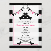 Girly Pirate Convite de aniversário