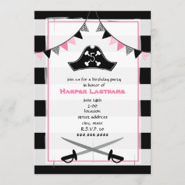 Girly Pirate Convite de aniversário