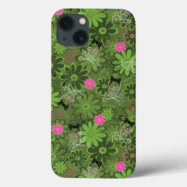 Girly Punk Skulls on Flower Camo background (Verso)