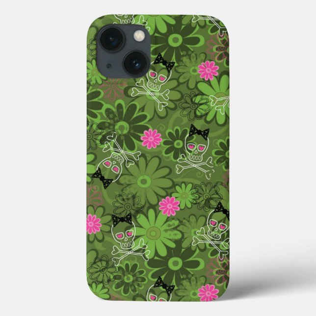 Girly Punk Skulls on Flower Camo background (Verso)