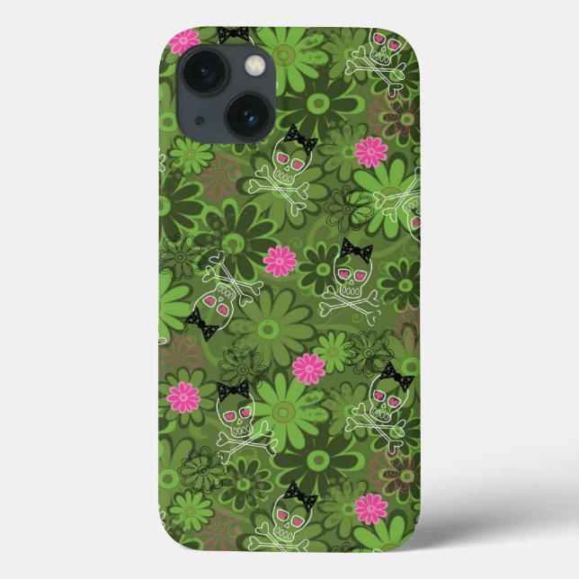 Girly Punk Skulls on Flower Camo background (Verso)