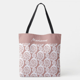 Girly Rosa-Pink Abstrato Fern Deixa o nome Tote Ba