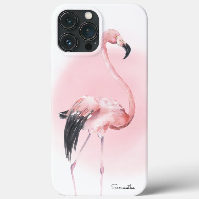 Girly Tropical Flamingo, com nome (Verso)