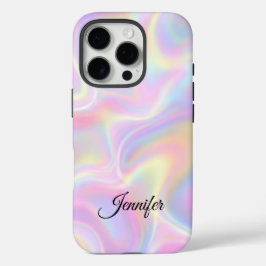 Girly Vibrant Pastel Holographic Swirl Design     