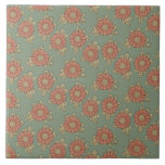 Girly Vintage Japonês Floral<br><div class="desc">Bonito padrão floral adaptado a partir de uma coleção antiga de ilustrações tradicionais japonesas com flores de coral pastel quente e folhas de ouro claro sobre fundo verde de caçador mole.</div>