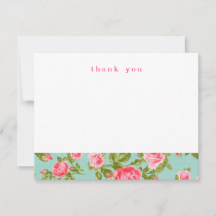 Girly Vintage Rosas Simples Obrigado Nota Cartões