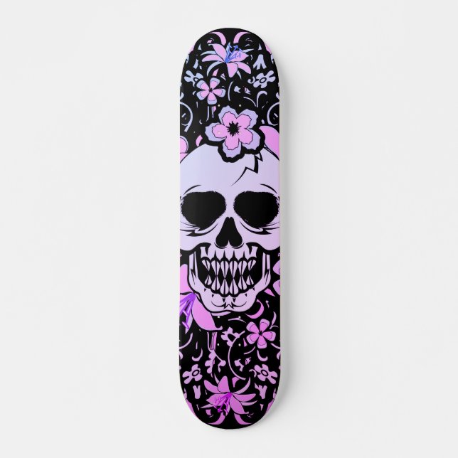 Girly Vintage Skull Skateboard (Frente)