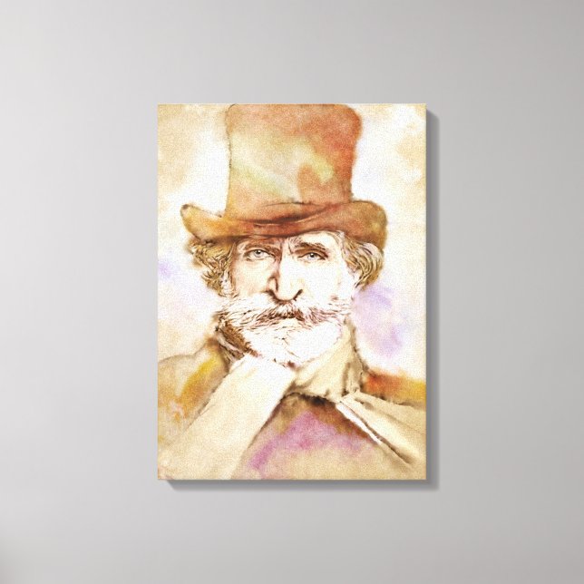 Giuseppe Verdi na Canvas - Estilo de Aquarela (Frente)