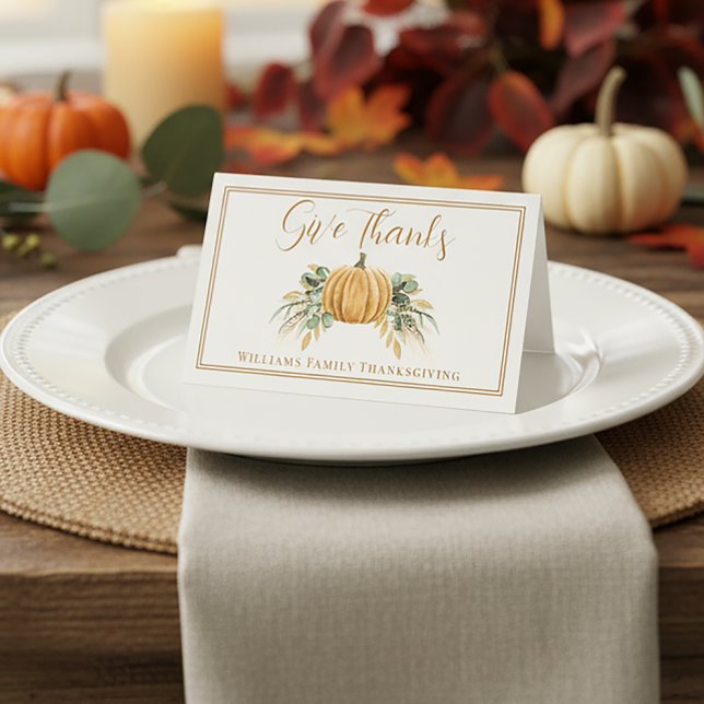 Give Thanks Thanksgiving Gratitude Place Card (Criador carregado)
