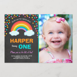 Giz Convite de aniversário Colorido Arco-Íris
