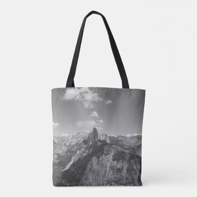 Glaciar Point Yosemite Black and White Tote Bag (Verso)