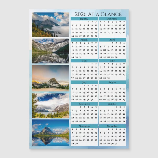 Glacier National Park 2026 At a Glance Calendar (Frente)