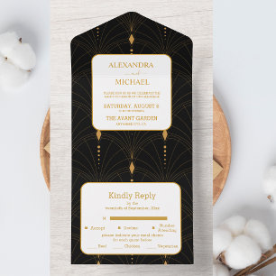 Glam Art Deco Black Gatsby 1920 Style Casamento