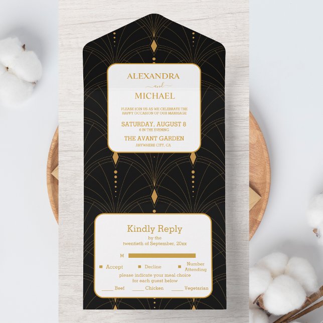Glam Art Deco Black Gatsby 1920 Style Casamento (Criador carregado)
