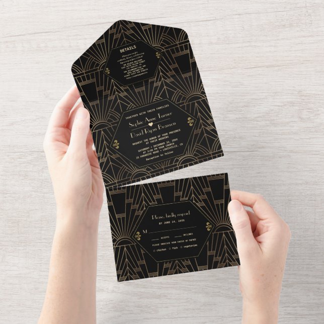 Glam Art Deco Excelente Gatsby 20s Casamento (Aba destacável)