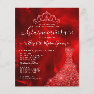 Glam Burgundy Red Diamond Tiara Quinceanera