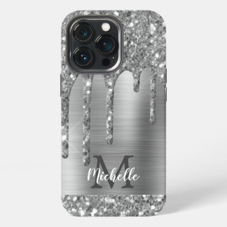 Glam Chic Silver Glitter Drives Monograma Metal