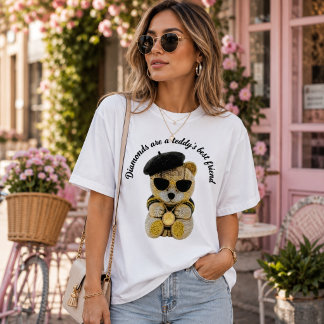 Glam Diamond Teddy Bear Fashion Women's T-Shirt