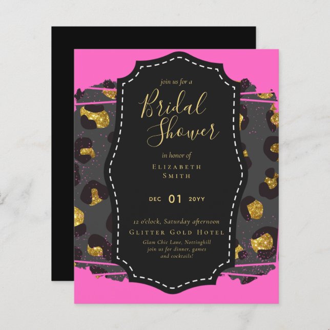 Glam do Orçamento Chá de panela Rosa Dourado Convi (Frente/Verso)