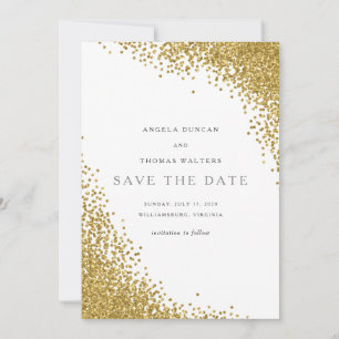 Glam Dourado Confetti Pontos Salve o Cartão de Dat