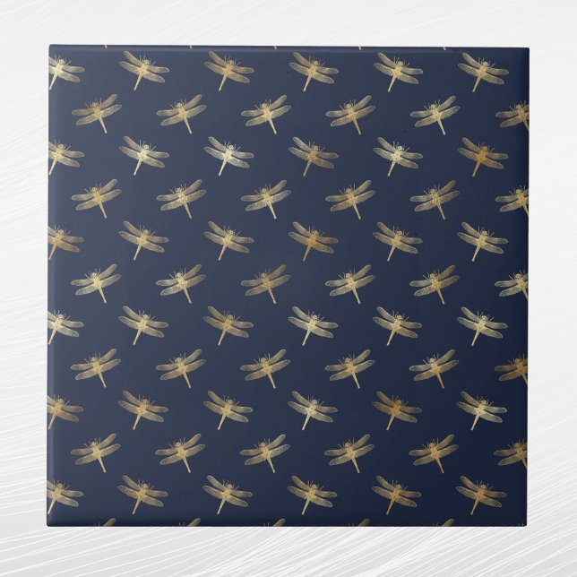 Glam Dourado Dragonflies Marinho Blue (Criador carregado)