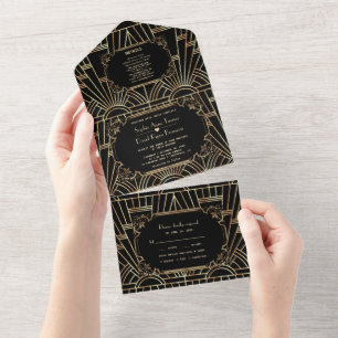 Glam Dourado Excelente Negro Gatsby Art Deco Casam