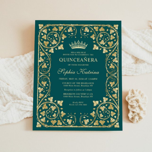 Glam Emerald Verde Dourada Tiara Quinceanera (Criador carregado)