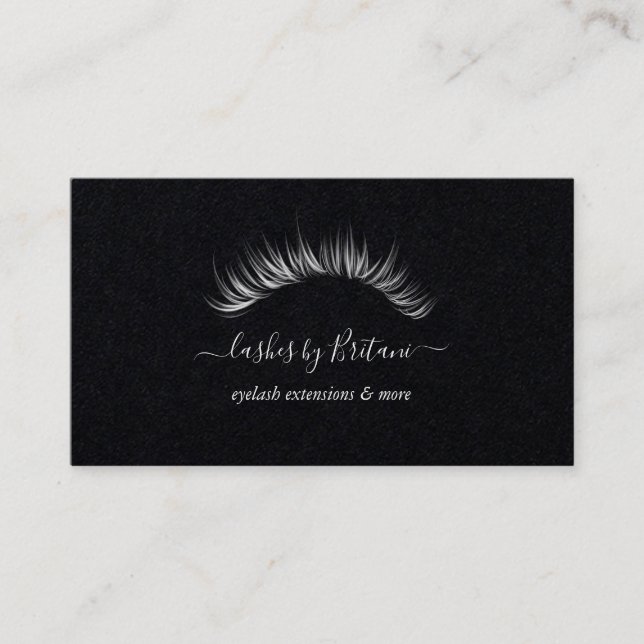 Glam Eyelashes texto branco Cartão de visita (Frente)