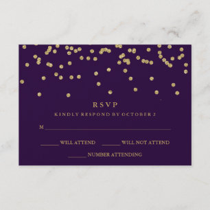 Glam Faux Dourada Confetti e RSVP Roxo Profundo