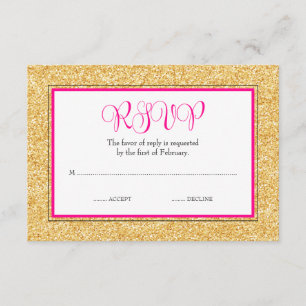 Glam Faux Glitter Dourado Pink Bat Mitzvah RSVP
