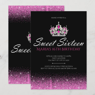 Glam & Glitter, 16 Convites Pink Sweet