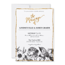 Glam Glitter Convite de casamento Floral Branco e 