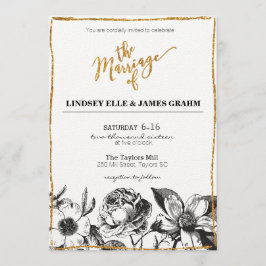 Glam Glitter Convite de casamento Floral Branco e