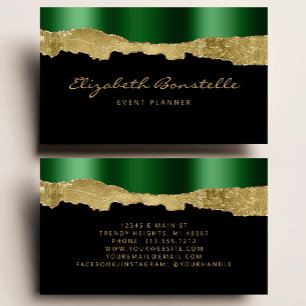Glam Green Gold Foil Cartão de visita de luxo